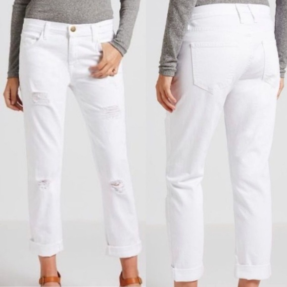 CURRENT/ELLIOT The Fling Distressed White Jeans in Sugar Destroy - Picture 1 of 12